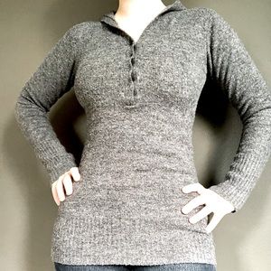 Large sweater, fits like medium, grey with hood
